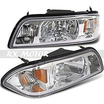 Factory 1 Piece Style Replacement Headlights Head Lamp Chrome Housing Clear Lens Made For And Compatible With 1987 - 1993 Ford Mustang Fox Body 87 88 89 90 91 92 93