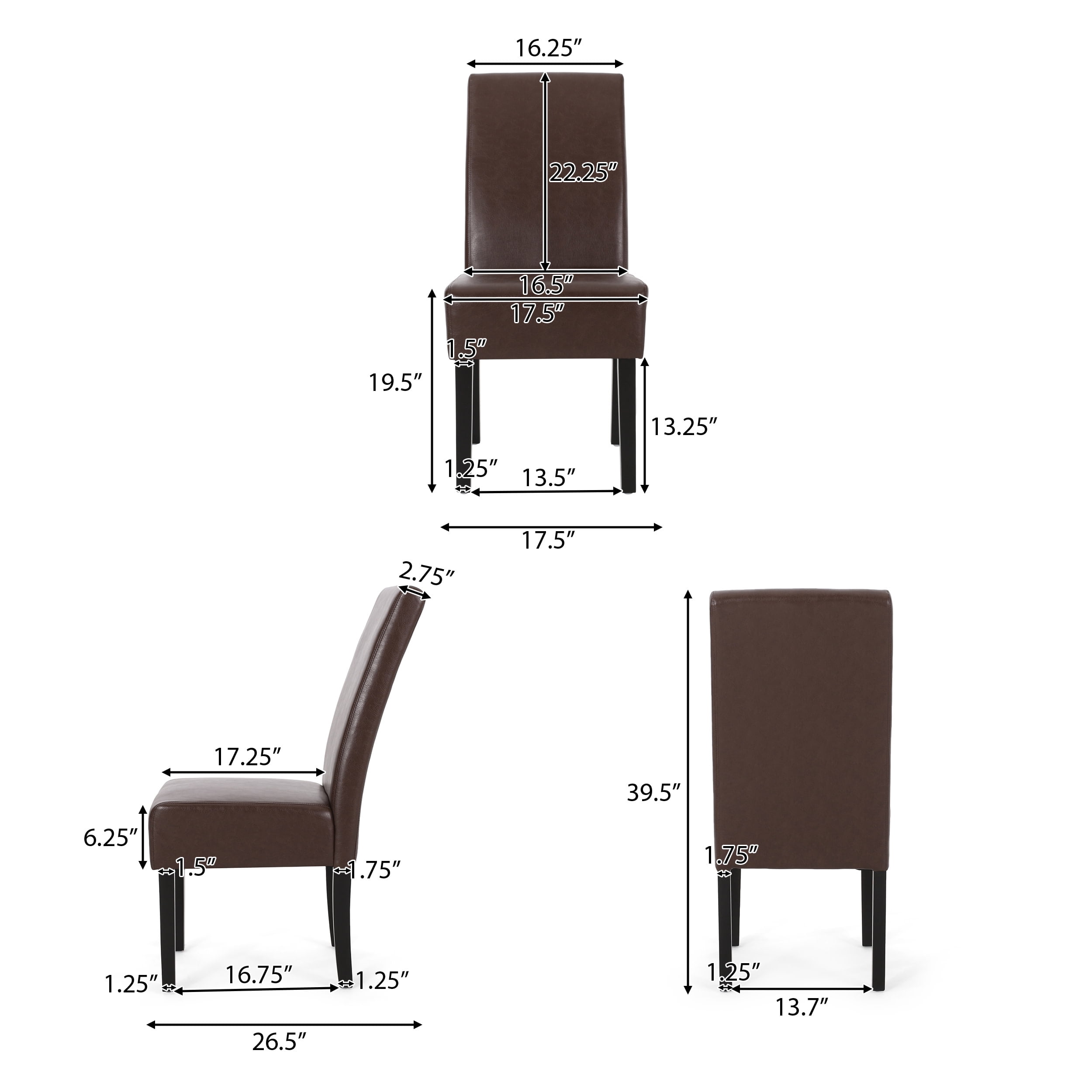 Noble House Monita Contemporary Faux Leather Dining Chairs, Set of 2, Dark Brown