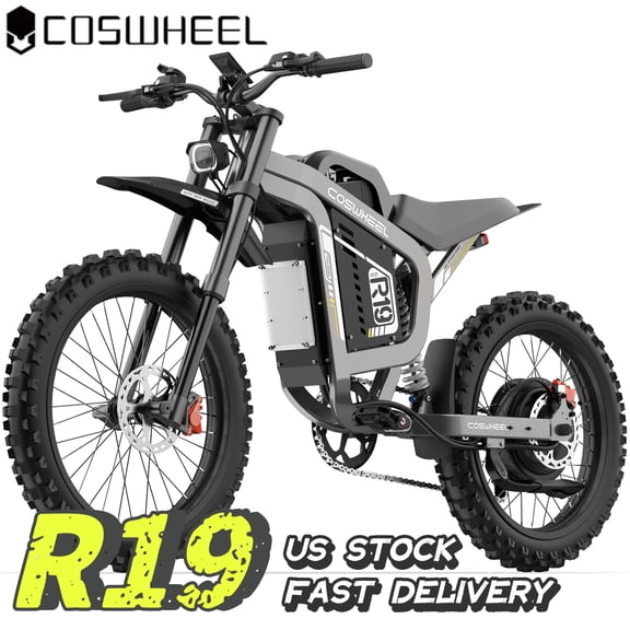 COSWHEEL R19 Off-Road Electric Bike for Adult,72V 40AH Electric Bicycle,6000W(Peak)50MPH Top Speed,19”Tires 125 Miles Max Range Electric Motorcycle Snow, Mountains, Off-Road Ebike for Teens