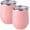 Carnation, variant on Maars Bev Stainless Steel Stemless Wine Glass Tumbler with Lid, Vacuum Insulated 12 oz Cup | Spill Proof, Travel Friendly, Fun Cocktail Drinkware - Coral