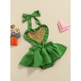 thumbnail image 3 of Suealasg Infant Baby Girl Valentines Day Romper Clothes Sleeveless Sequins Tie-up Halter Bodysuit Newborn Girls Summer Party Sparkle One Piece Jumpsuit, 3 of 9