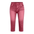 thumbnail image 4 of ZQUUVOU Capri Jeans for Women Pull On Jeggings High Elastic Breathable Tummy Control Yoga Pants Capri Leggings with Pockets Watermelon Red, 4 of 5