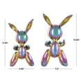 thumbnail image 3 of 13, 11"H Multi Colored Ceramic Abstract Balloon Inspired Rabbit Sculpture with Rainbow Shimmer Finish, by DecMode (2 Count), 3 of 9