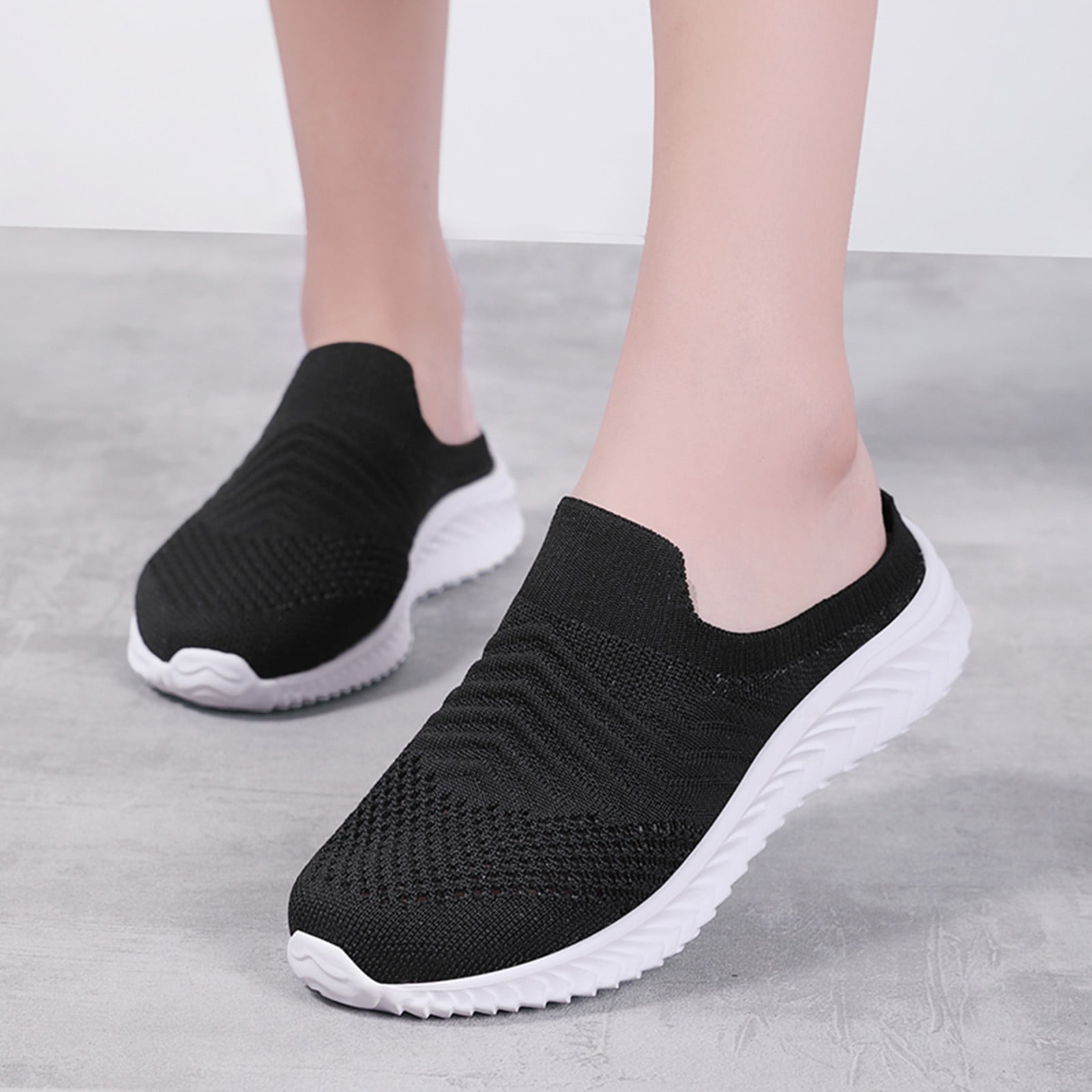 XIAQUJ Fashion Women s Casual Shoes Breathable Slip on Wedges Outdoor Leisure Sneakers Women s Fashion Sneakers Black 9.5 10 42