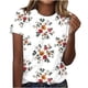 thumbnail image 2 of Fiudx Liquidación de Ahorros de Verano Blusa Holgada Estampada con Cuello Redondo Retro de Manga Corta a La Moda para Mujer, 2 of 4