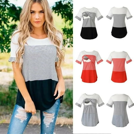 

Pudcoco Womens Pregnant Nursing Wrap Tops Maternity Breastfeeding T Shirt Blouse Clothes