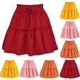 thumbnail image 2 of WREESH Womens Summer Cute High Waist Ruffle Skirt Fashion Solid Color Swingbeach Mini Skirt Pleated Layered Short Skirts Wine, 2 of 3