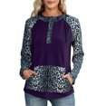 thumbnail image 1 of Sudadera con capucha Sudadera con capucha de mujer Leopardo empalme con botones de bolsillo Pullover Camisa Casual con capucha Tops con cordón 1 1, 1 of 5