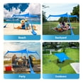 thumbnail image 6 of Beach Tent Canopy, Sun Shelter, Pop Up Sunshade Portable 6.6Ft/10Ft UPF 50+ with Carry Bag, Sand Shovel, Aluminum Poles Umbrella Outdoor, Pool, Garden (10x10 FT 4 Pole, Blue), 6 of 6