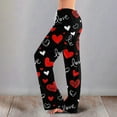 thumbnail image 3 of Womens Valentine Pajama Pants High Waisted Sleepwear Pants with Heart Print Loose Wide Leg Lounge Pants for Cozy Sleep Red 3XL, 3 of 6