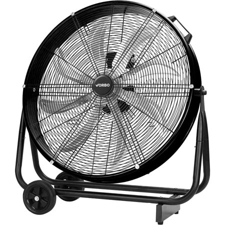 24 Inch Drum Fan, 9,500 CFM High Velocity 3-Speed Heavy Duty Metal Air Circulator with Casters Handle for Basement Warehouse Factory Workshops Patios
