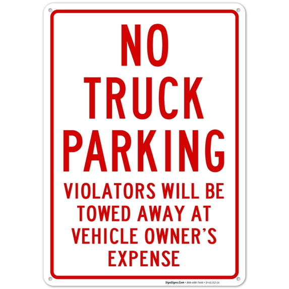 No Truck Parking Sign, 10x14 Aluminum