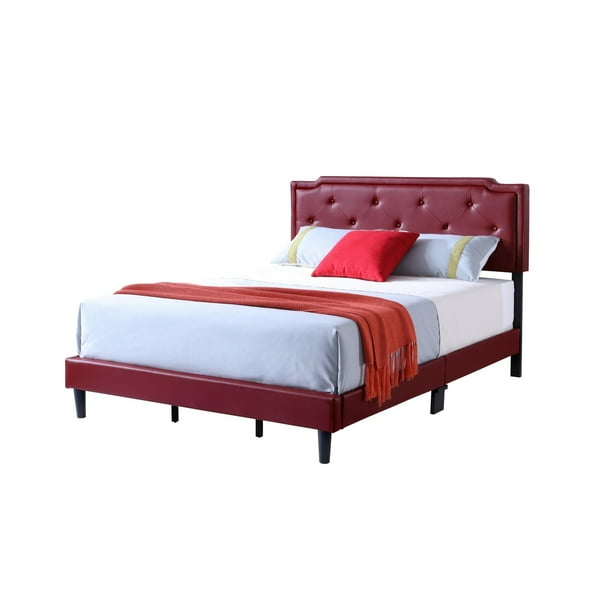 Red Faux Leather Full Bed