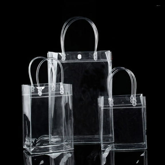 Sufanic Portable Clear Transparent Tote Bag Plastic Shoulder Handbag Gift Bag,5.2x7.6x3.2inch