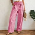 thumbnail image 2 of larppty Womens Striped Gingham Pants 2026 Checkered Casual Pants Cute Comfy Bottoms with Pockets Plaid Outfits（Red， XXL）, 2 of 9