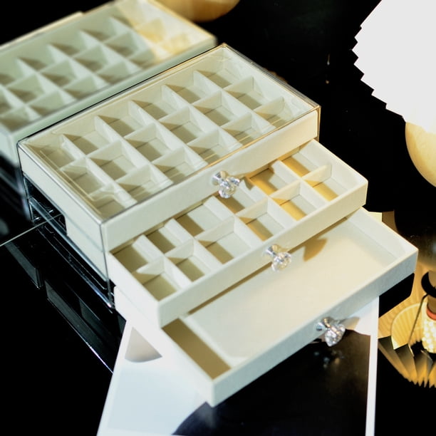 Caja de almacenamiento de anillos y pulseras transparente, caja de franela para guardar joyas, collares, pulseras, pendientes, caja de joyería