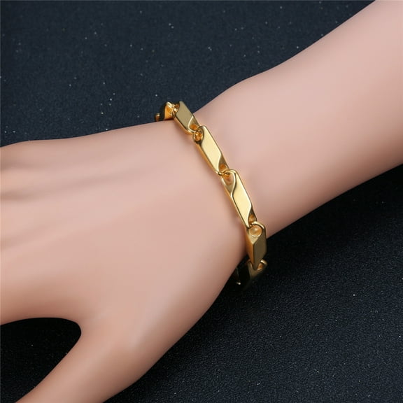 Trendy Chain Men Bracelet Punk 14K Yellow Gold 3mm Width Irregular Geometry Chain Bracelet For Men Women Jewelry Braslet