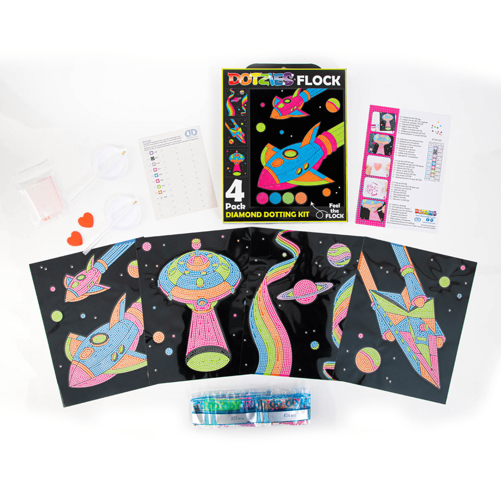 Diamond Dotz Neon Flock Space Diamond Painting Kits for Adults - Colorful Diamond Art Kits a Relaxing Creative Craft Kit with Dotz Gems 10x8