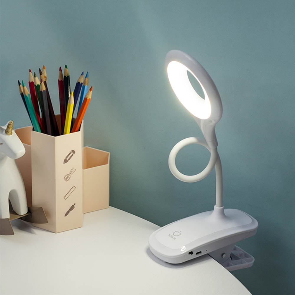 LED Clipon Desk Lamp with Flexible Gooseneck, 3Lighting Mode, Touch
