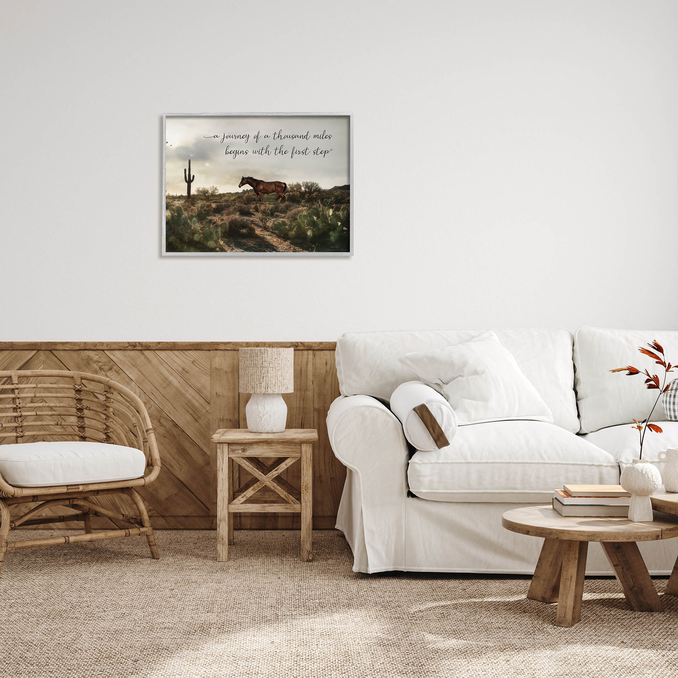 Journey Begins With First Step Scenery Animals & Insects Graphic Art Gray Framed Art Print Wall Art