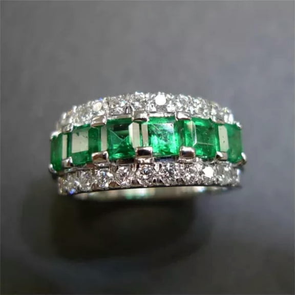 925 Silver Ring Elegant Cubic Zircon Women Anniversary Party Jewelry Sz 6-10