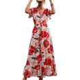 thumbnail image 2 of Vestido con dobladillo con volantes,Vestido estampado con cuello en V Vestido floral con cuello en V Ropa de playa Vestido de mujer Calidad inigualable, 2 of 6