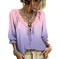 thumbnail image 2 of Womens 3/4 Length Sleeve Tunic Tops Dressy Casual V-Neck Summer Tops Floral Blouses Work Shirts, 2 of 5