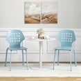thumbnail image 2 of Costway Metal Dining Chair Set of 4 Armless Kitchen Hollowed Backrest & Metal Legs Blue, 2 of 12