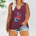 thumbnail image 2 of WXLWZYWL Womens Summer Tops 2023 Clearance Trendy Printed V Neck Sleeveless Tee Shirts Casual Tee Wine, 2 of 6
