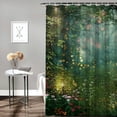 thumbnail image 2 of Orinice Riyidecor Dream Magic Shower Curtain Green Fairy Tale Mushroom Tree Grass Garden Landscape Wonderland Butterfly Plant Bathroom Decorative Fabric Polyester Waterproof 69x72, 2 of 7