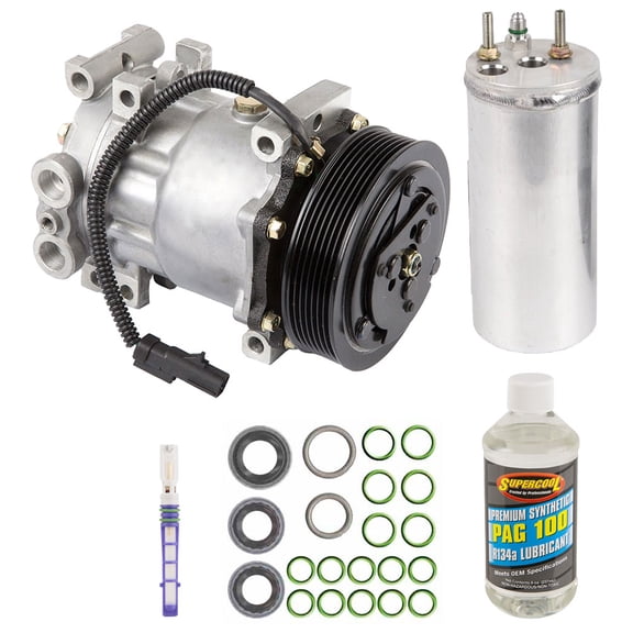 AC Compressor & A/C Kit For Dodge Dakota 3.9L V6 & 5.9L V8 2002 2003 - Includes Drier, Expansion Valve, Oil & O-Rings! - BuyAutoParts