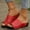 Red, variant on USSUMA House Slippers for Woman Women's Fashion Casual Summer New Solid Color Round Toe Wedge Heel Thick Bottom Sandals Open-Toe Quick-Dry Slippers Clearance