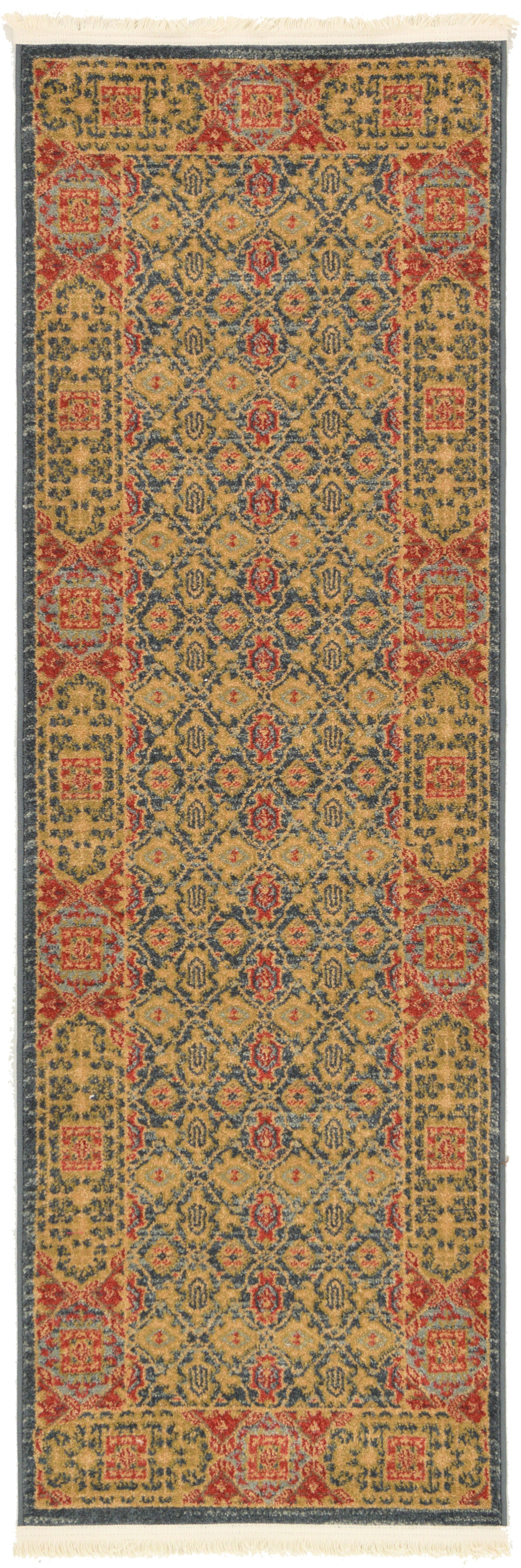 Navy Blue Synthetic Stain-Resistant 6' Runner Rug
