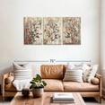 thumbnail image 2 of Elephant Stock Vintage Abstract Wall Art - Horizontal Multi Panel Canvas - Living Room Wall Decor - Floral And Botanical Multi Panel - Beige And Gray Decor - 56" x 27", 2 of 8