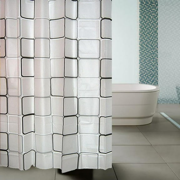 PEVA Plastic Shower Curtain Liner Waterproof Rustproof Metal Buttonholes with Hooks 71" Wide x 79" High for Bathtub or Shower Stall