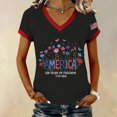 thumbnail image 2 of MEICHEN Women's 250th Anniversary V Neck Graphic Tee Casual Soft Print T Shirt Blouse Short Sleeve Summer Top, 2 of 6