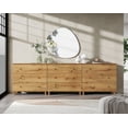 thumbnail image 2 of WAMPAT Dresser with 9 Drawers for Bedroom, 3-in-1 Wooden Wide Chest of Drawers, Modern Closet Storage Organizer with Solid Wood Legs for Living Room, Hallway, Nursery, 106.2x15.4x32.4, Oak Brown, 2 of 8
