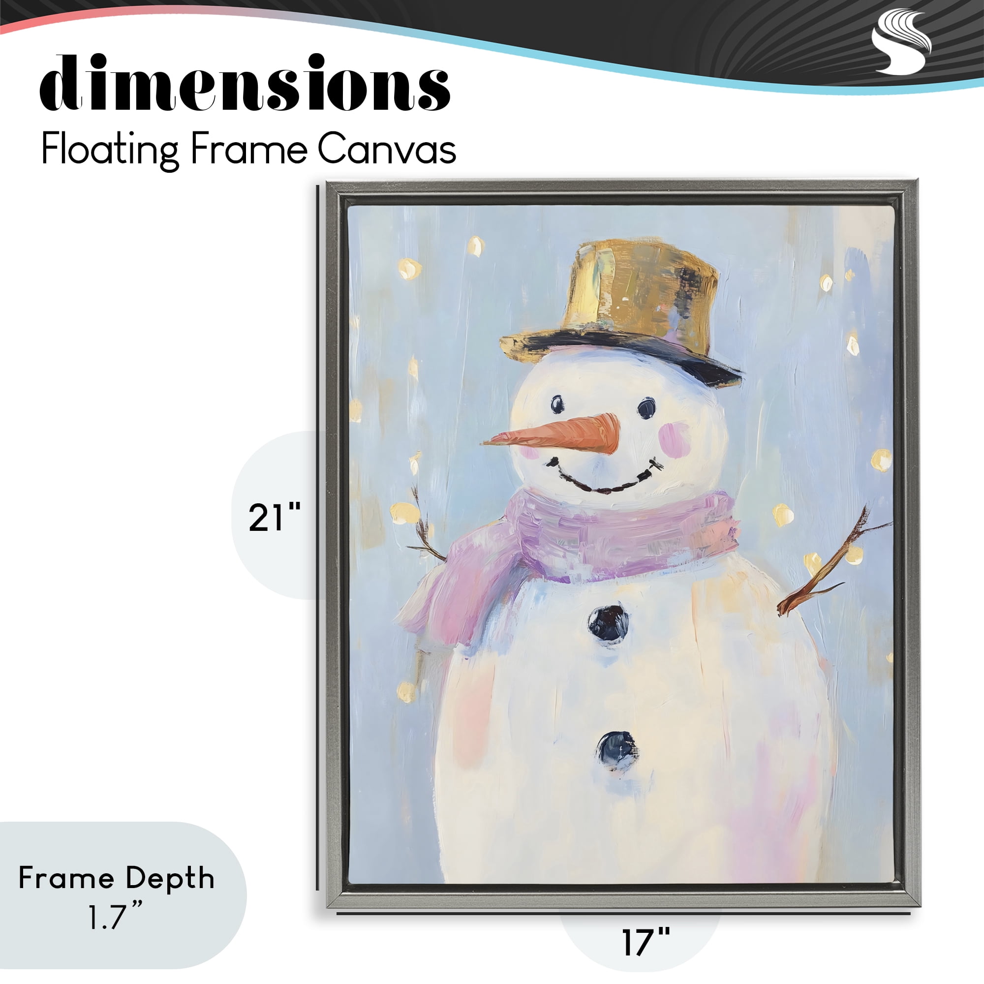 Stupell Industries Cheerful Pastel Snowman Gray Framed Floater Canvas Wall Art, design by The Prints Vibe