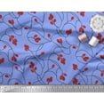 thumbnail image 3 of Soimoi Blue Rayon Fabric Red Berries Fruits Print Fabric by Yard 42 Inch Wide, 3 of 5