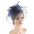 thumbnail image 2 of UJNDER Fascinator Hat Day Elegant Wedding Headpiece Bride Performance Accessories Stylish Design for Celebrations Navy, 2 of 3