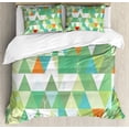 thumbnail image 1 of Geometric Forest Queen Size Duvet Cover Set, Colorful Triangles and Rhombuses with Tree Motifs Simplistic Nature Design, Decorative 3 Piece Bedding Set with 2 Pillow Shams, Multicolor, by Ambesonne, 1 of 3