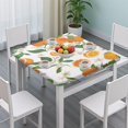 thumbnail image 3 of Orange Fruits Flowers White Pattern Square Fitted Tablecloth with Elastic Edge,Square Table Cover,Washable Elastic Table Cover for Home Kitchen Party Decor 36"x36", 3 of 6