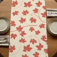 thumbnail image 5 of Maple Leaf 70 Inch Table Runner, Retro Fall Red Orange Beige Autumn Leaves Farmhouse Dresser Scarf Cotton & Linen Tablerunner for Dining/Kitchen Island/Holiday Party Décor 13" x 70", 5 of 9
