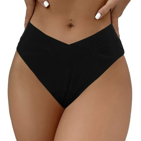 Rigardu Hot Sale!! Women s V Cut High Waisted Bikini Bottom High Leg Cut Swimsuit Bathing Suit Bottoms Women s V Cut High Waisted Swim Bottom High Cut Bikini Swimsuit Bottom Black S