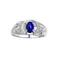 thumbnail image 1 of RYLOS Men's Rings 14K White Gold Rings Classic Designer Style 8X6MM Oval Gemstone & Diamond Ring Lapis Setpember Birthstone Rings For Men Size 12, 1 of 7
