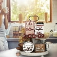 thumbnail image 5 of Coffee Tray (1Pc) Coffee Bar Decoration Logo Farmhouse Layered Tray Decoration Coffee Wood Logo Coffee Cup Wood Pearl Ring Rural Layered Tray Kitchen Table Decoration Coffee Tier Tray Gold, 5 of 5