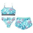 thumbnail image 4 of YONGHS Girls Swimsuits 3 Piece Tankini Bathing Suit Set Teen Print Bikini Swimwear with Swim Shorts Leaf 14, 4 of 5