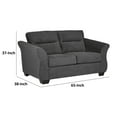 thumbnail image 5 of Benjara Avel 65 Inch Loveseat, Tapered Arms and Soft Dark Gray Polyester Cushions-Color:Dark GrayMaterial, 5 of 5