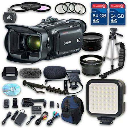 Canon XA30 HD Professional Camcorder + Wideangle Lens + Telephoto Lens + Lens Hood + 2 PC 64 GB Memory Cards + Tripod + LED Light + 3 PC Filter Kit + 4 PC Macrokit - International (Best Professional Camcorder For Church)