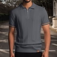 thumbnail image 2 of Polo T Shirts for Men Solid Color Business Workl Lapel Knit Short Sleeve Summer Casual Slim Mens Shirts, 2 of 5